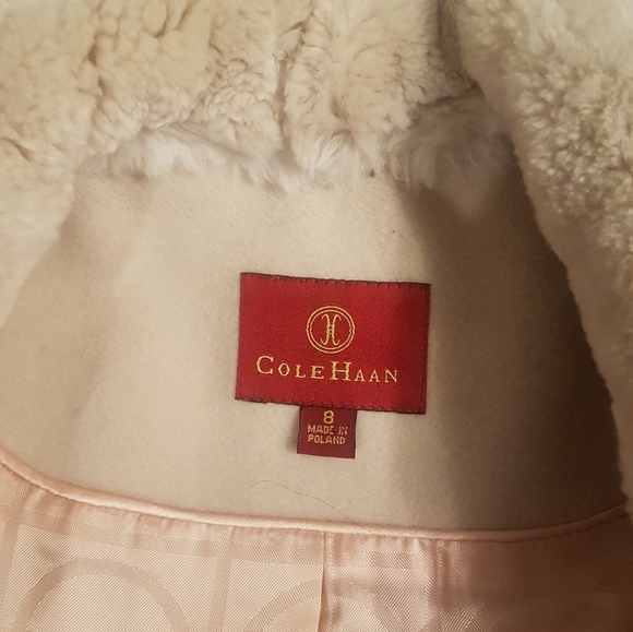 Cole Hann cream coat size 8, real fur - Picture 3 of 8